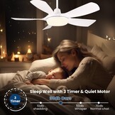 Plafondventilator 106cm Wit met Licht & Afstandsbediening - 35% Korting