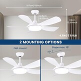 Plafondventilator 106cm Wit met Licht & Afstandsbediening - 35% Korting