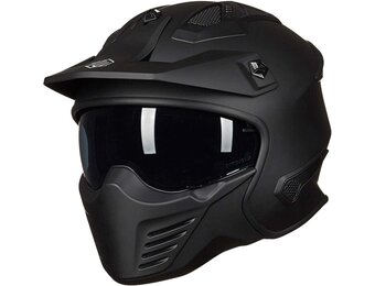 Jethelm Motor/Scooter Zwart Mat 2XL - Inklapbaar Vizier - 46% Korting