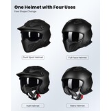 Jethelm Motor/Scooter Zwart Mat 2XL - Inklapbaar Vizier - 46% Korting