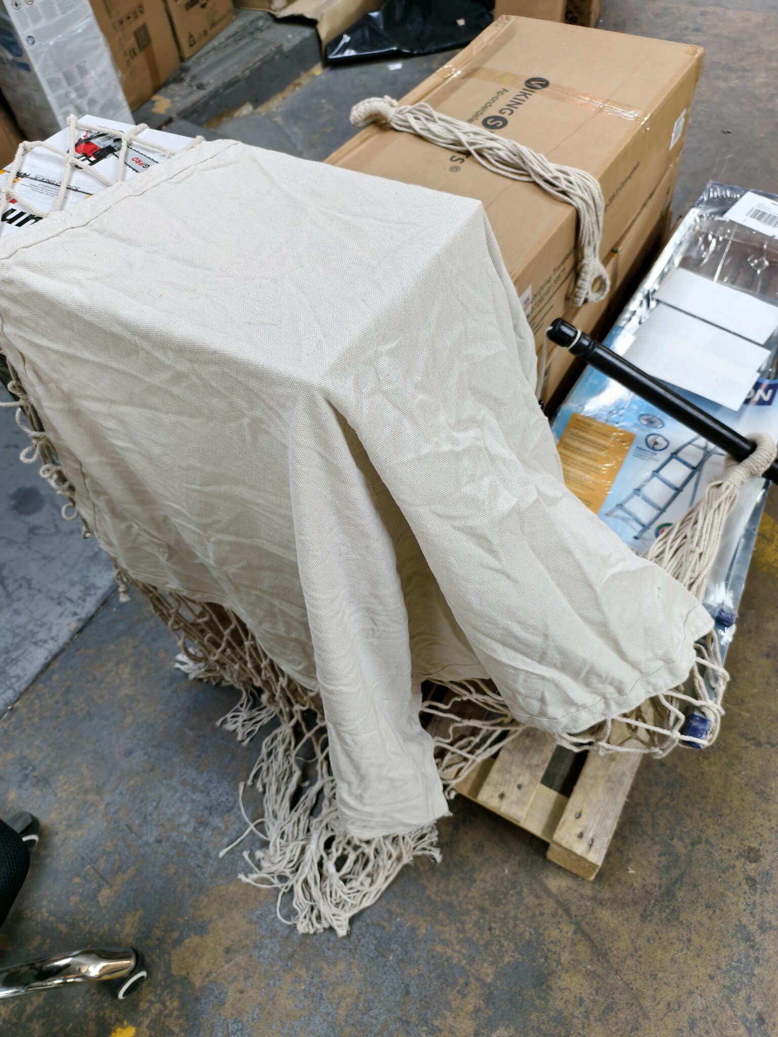 Hangmat schommelstoel Beige, Katoen, Max 120kg - 48% Korting
