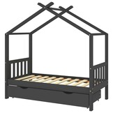 Kinderbedframe met Lade Grenenhout Donkergrijs 80x160 cm - 54% Korting