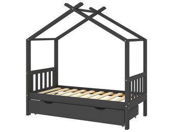 Kinderbedframe met Lade Grenenhout Donkergrijs 80x160 cm - 54% Korting