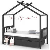 Kinderbedframe met Lade Grenenhout Donkergrijs 80x160 cm - 54% Korting