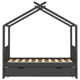 Kinderbedframe met Lade Grenenhout Donkergrijs 80x160 cm - 54% Korting
