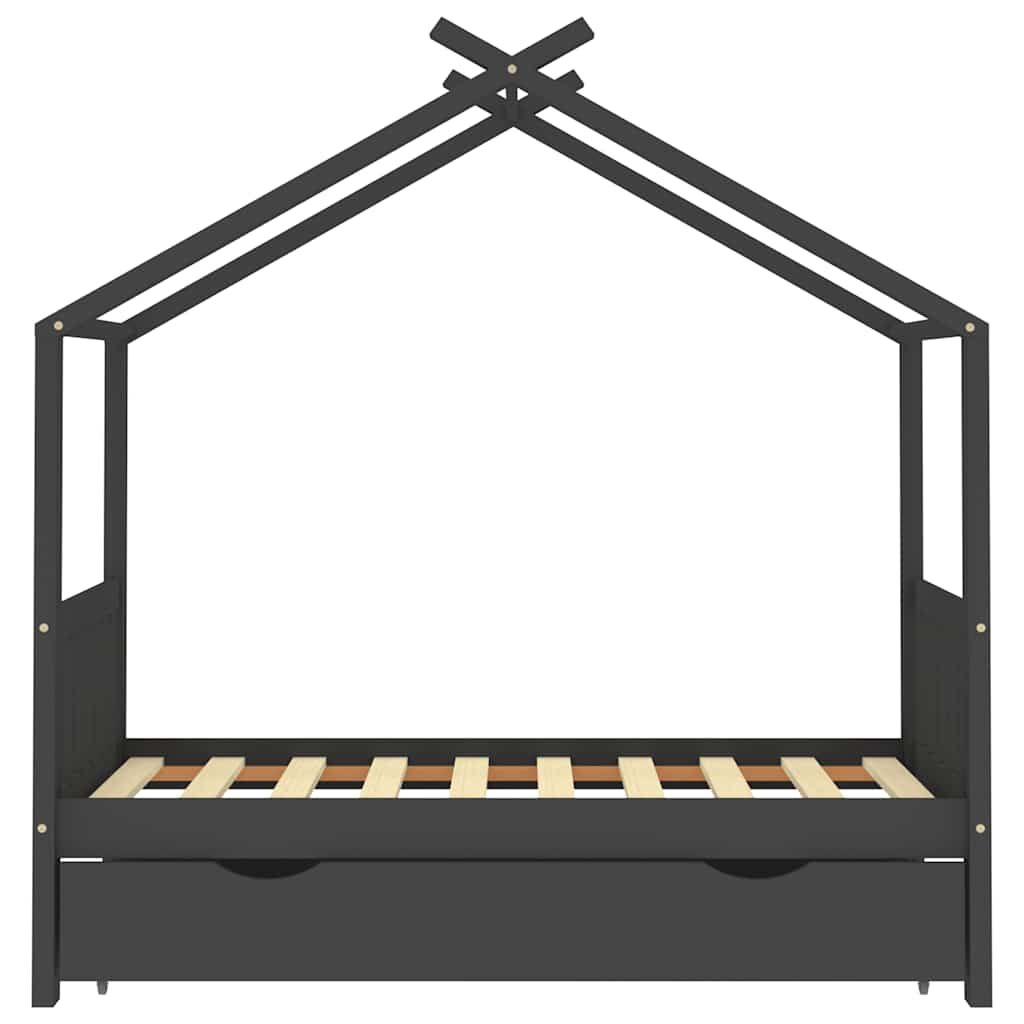 Kinderbedframe met Lade Grenenhout Donkergrijs 80x160 cm - 54% Korting
