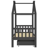 Kinderbedframe met Lade Grenenhout Donkergrijs 80x160 cm - 54% Korting