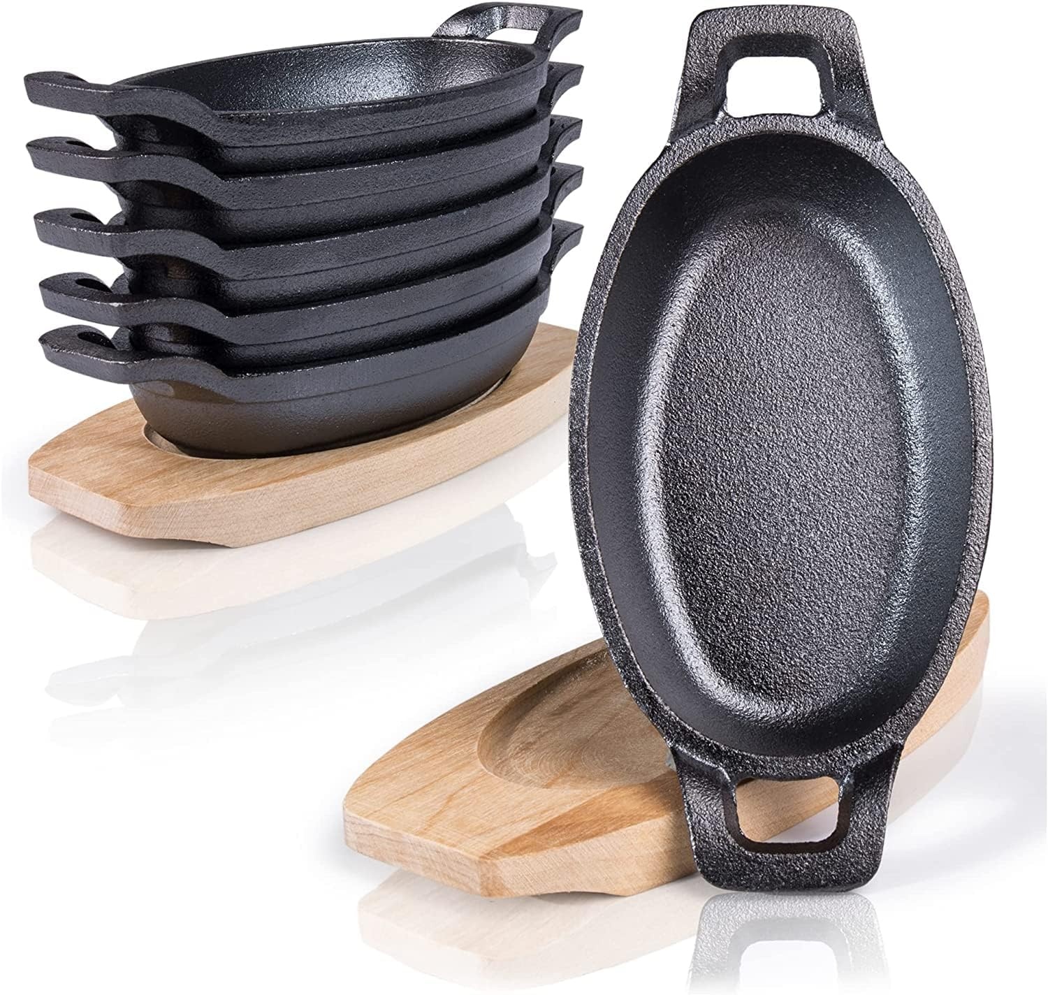 Gietijzeren Serveerpannen Set van 6 | Zwart | 15,4 x 9,5 cm | 52% Korting