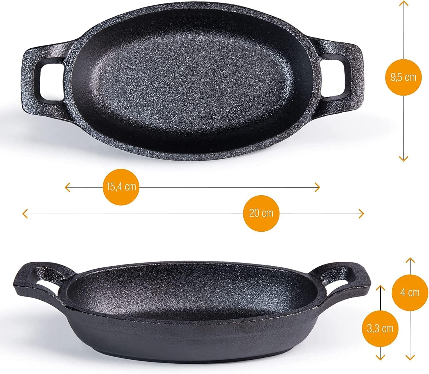 Gietijzeren Serveerpannen Set van 6 | Zwart | 15,4 x 9,5 cm | 52% Korting