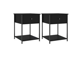 vidaXL Nachtkastjes Zwart Bewerkt Hout 44x45x58 cm - 62% Korting!