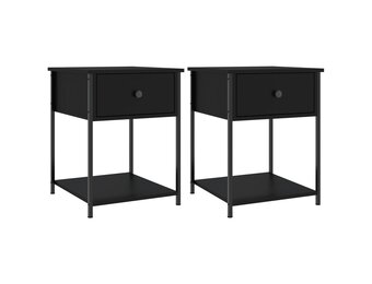 Nachtkastjes Hout & Metaal Zwart (2 stuks) - 58% Korting