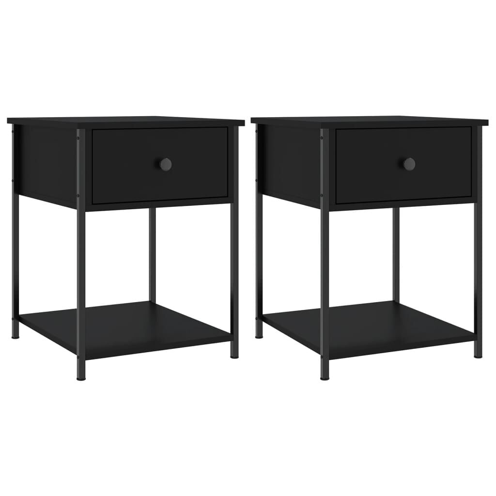 Nachtkastjes Hout & Metaal Zwart (2 stuks) - 58% Korting