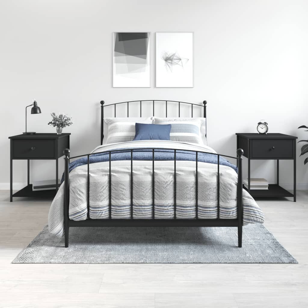 Nachtkastjes Hout & Metaal Zwart (2 stuks) - 58% Korting