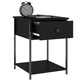 Nachtkastjes Hout & Metaal Zwart (2 stuks) - 58% Korting