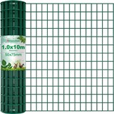 Amagabeli Tuinafrastering 1m x 10m - Groen - Metalen Gaashekwerk met PVC Coating