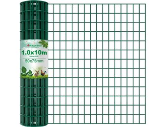 Amagabeli Tuinafrastering 1m x 10m - Groen - Metalen Gaashekwerk met PVC Coating