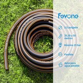 Fevone Tuinslang 50 m slangbuis voor tuin, diameter 13 mm, 4 lagen, 25 bar, zeer belastbaar, draagbaar, buiten, compressor, slangkabel, flexibel, robuust, riembaar, knikbescherming, zwart/oranje - Maat 50 m