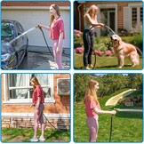 Fevone Tuinslang 50 m slangbuis voor tuin, diameter 13 mm, 4 lagen, 25 bar, zeer belastbaar, draagbaar, buiten, compressor, slangkabel, flexibel, robuust, riembaar, knikbescherming, zwart/oranje - Maat 50 m