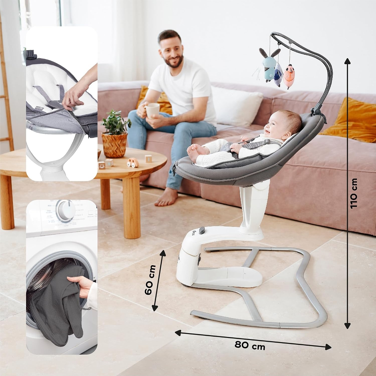 Babymoov Swoon Motion Baby Schommelstoel - Zinc - 81x65x79 cm