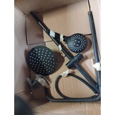 Douchesysteem, zwart, met legplank, grote regendouche, waterval, 3 functies, ABS-handdouche voor badkamer