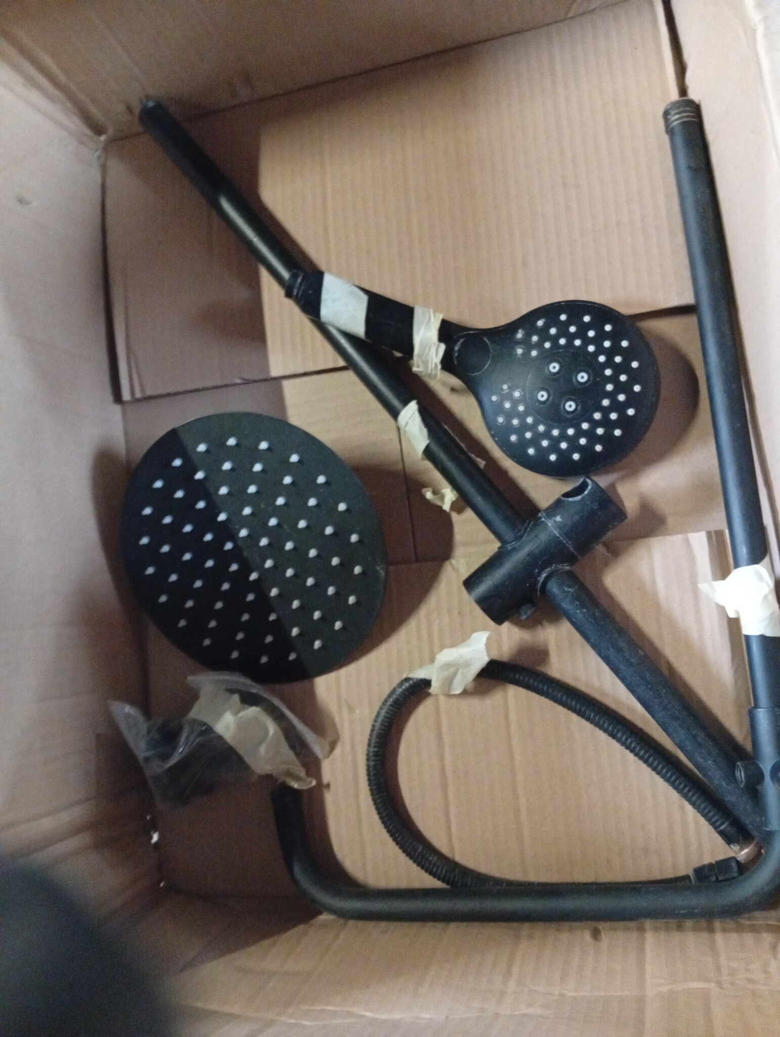 Douchesysteem, zwart, met legplank, grote regendouche, waterval, 3 functies, ABS-handdouche voor badkamer