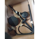 Douchesysteem, zwart, met legplank, grote regendouche, waterval, 3 functies, ABS-handdouche voor badkamer