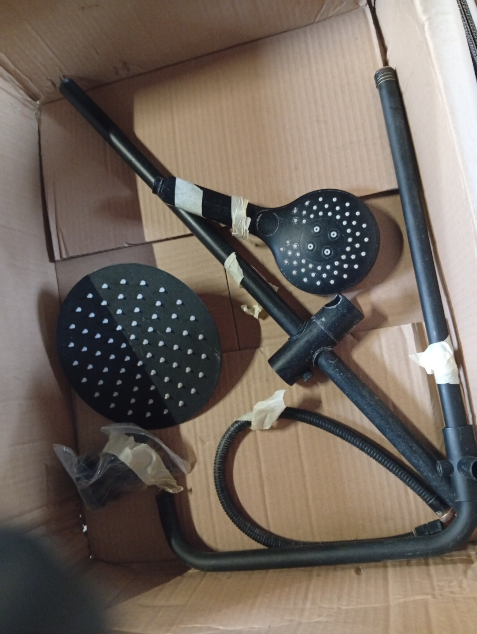 Douchesysteem, zwart, met legplank, grote regendouche, waterval, 3 functies, ABS-handdouche voor badkamer