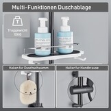 Douchesysteem, zwart, met legplank, grote regendouche, waterval, 3 functies, ABS-handdouche voor badkamer