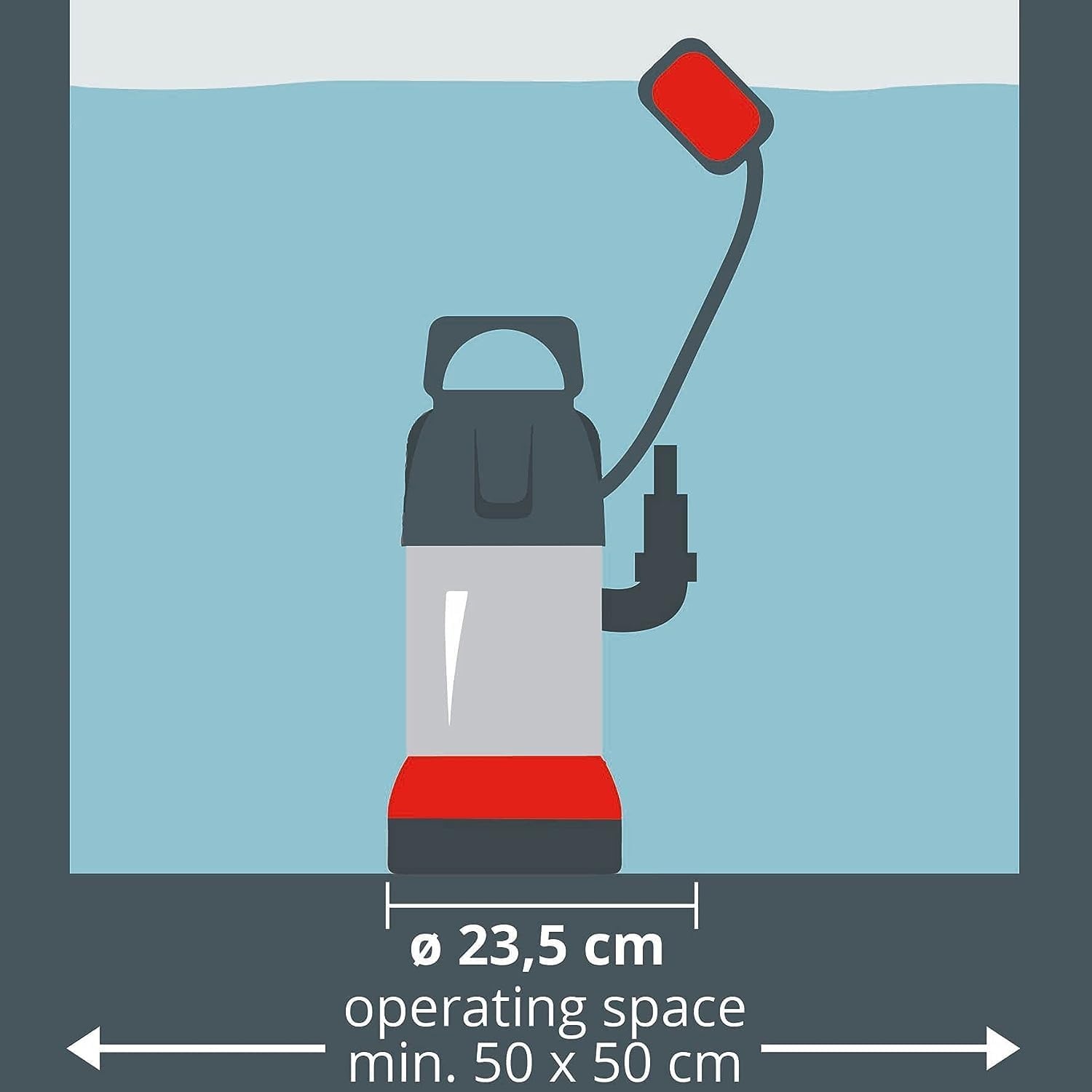 Einhell GC-DP 7835 vuilwaterpomp (rood, 780W, Ø35 mm vreemde voorwerpen, 15.700 l/h, vlotterschakelaar, draaggreep, kabelopwikkeling, universele aansluiting), rood