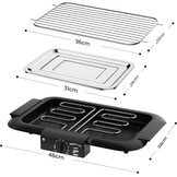 Elektrische tafelgrill, elektrische BBQ-grill, rookloze anti-aanbak binnen-/buitengrill, 2000 W, dubbele buis, draagbare, afneembare staande grill met hoog vermogen (klassiek zwart)