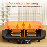 Elektrische tafelgrill, elektrische BBQ-grill, rookloze anti-aanbak binnen-/buitengrill, 2000 W, dubbele buis, draagbare, afneembare staande grill met hoog vermogen (klassiek zwart)