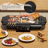 Elektrische tafelgrill, elektrische BBQ-grill, rookloze anti-aanbak binnen-/buitengrill, 2000 W, dubbele buis, draagbare, afneembare staande grill met hoog vermogen (klassiek zwart)