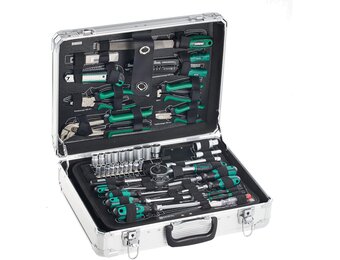 Brüder Mannesmann M29075 Gereedschapsset, 108-Delig, Aluminium Gereedschapskoffer, Groen/Zilver