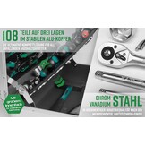 Brüder Mannesmann M29075 Gereedschapsset, 108-Delig, Aluminium Gereedschapskoffer, Groen/Zilver