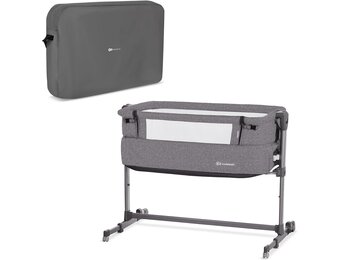 Kinderkraft Bijzetbed NESTE UP, Co-sleeper 2 in 1, Aanschuifwieg voor Baby, In Hoogte Verstelbaar Babybed, met Matras, Beige