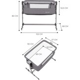 Kinderkraft Bijzetbed NESTE UP, Co-sleeper 2 in 1, Aanschuifwieg voor Baby, In Hoogte Verstelbaar Babybed, met Matras, Beige