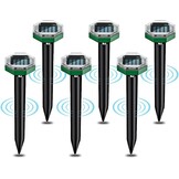 Zonnewering tegen mol, 6 stuks op zonne-energie, muizen, repeller, voor buiten, zonder gevaar voor dieren, voor tuin, gazon buiten, voor taupe, veldmuis, slang