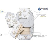 Medi Partners 5-delige Babynest Set 100x60x15 Uitneembaar inzetstuk Bed Knuffel Nestje Baby deken Pasgeboren 100% katoen (Safari met beige Minky)