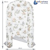 Medi Partners 5-delige Babynest Set 100x60x15 Uitneembaar inzetstuk Bed Knuffel Nestje Baby deken Pasgeboren 100% katoen (Safari met beige Minky)