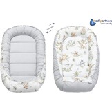Medi Partners 5-delige Babynest Set 100x60x15 Uitneembaar inzetstuk Bed Knuffel Nestje Baby deken Pasgeboren 100% katoen (Safari met beige Minky)