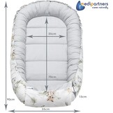 Medi Partners 5-delige Babynest Set 100x60x15 Uitneembaar inzetstuk Bed Knuffel Nestje Baby deken Pasgeboren 100% katoen (Safari met beige Minky)