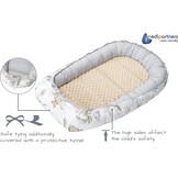 Medi Partners 5-delige Babynest Set 100x60x15 Uitneembaar inzetstuk Bed Knuffel Nestje Baby deken Pasgeboren 100% katoen (Safari met beige Minky)
