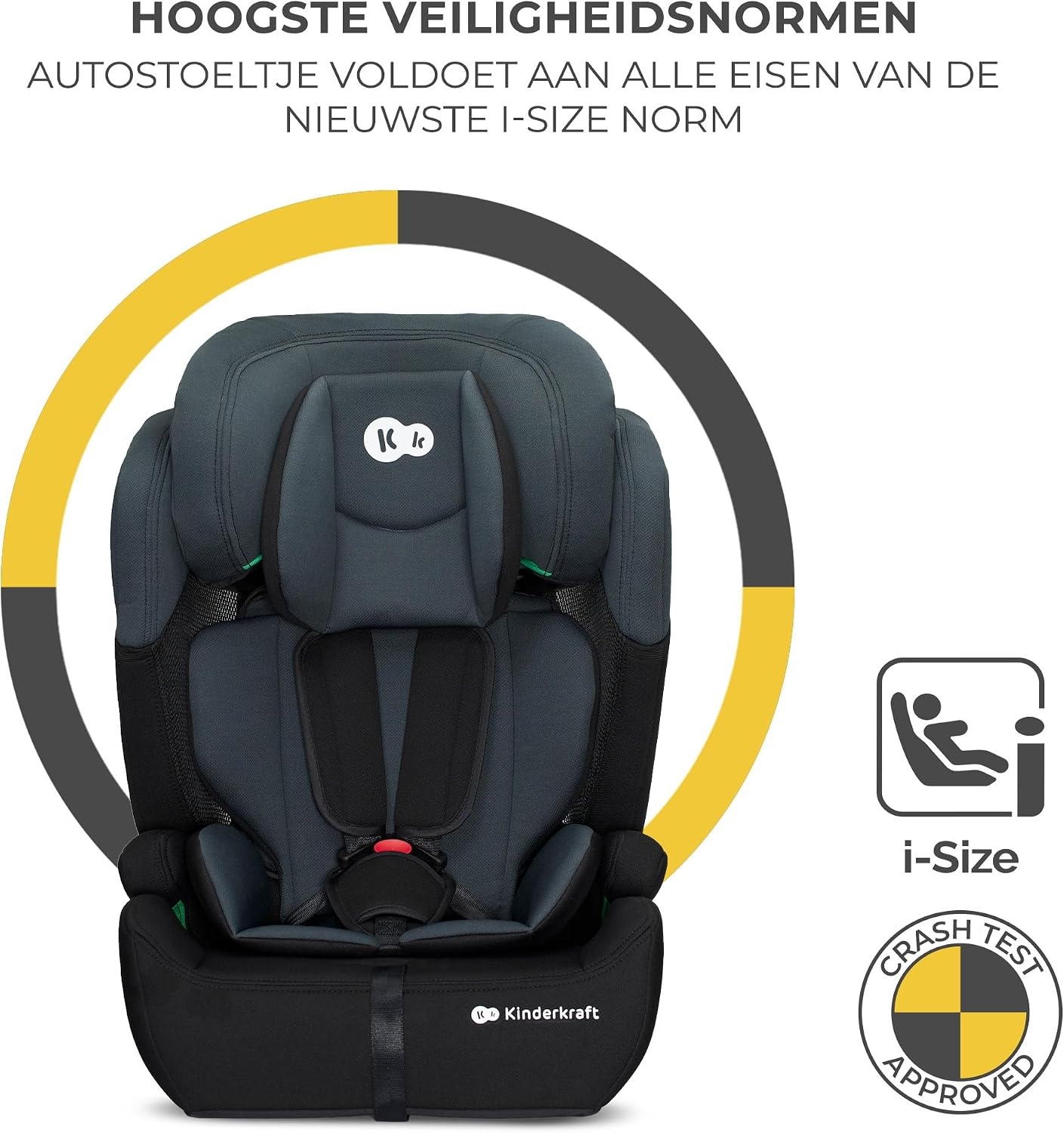 Kinderkraft COMFORT UP I-SIZE 76-150 cm Autostoeltje 9-36 kg, afstelbare hoofdsteun, veiligheidssystemen, Diepe zitting, Eenvoudig te reinigen, Groep 1/2/3, tot 12 jaar, zwart