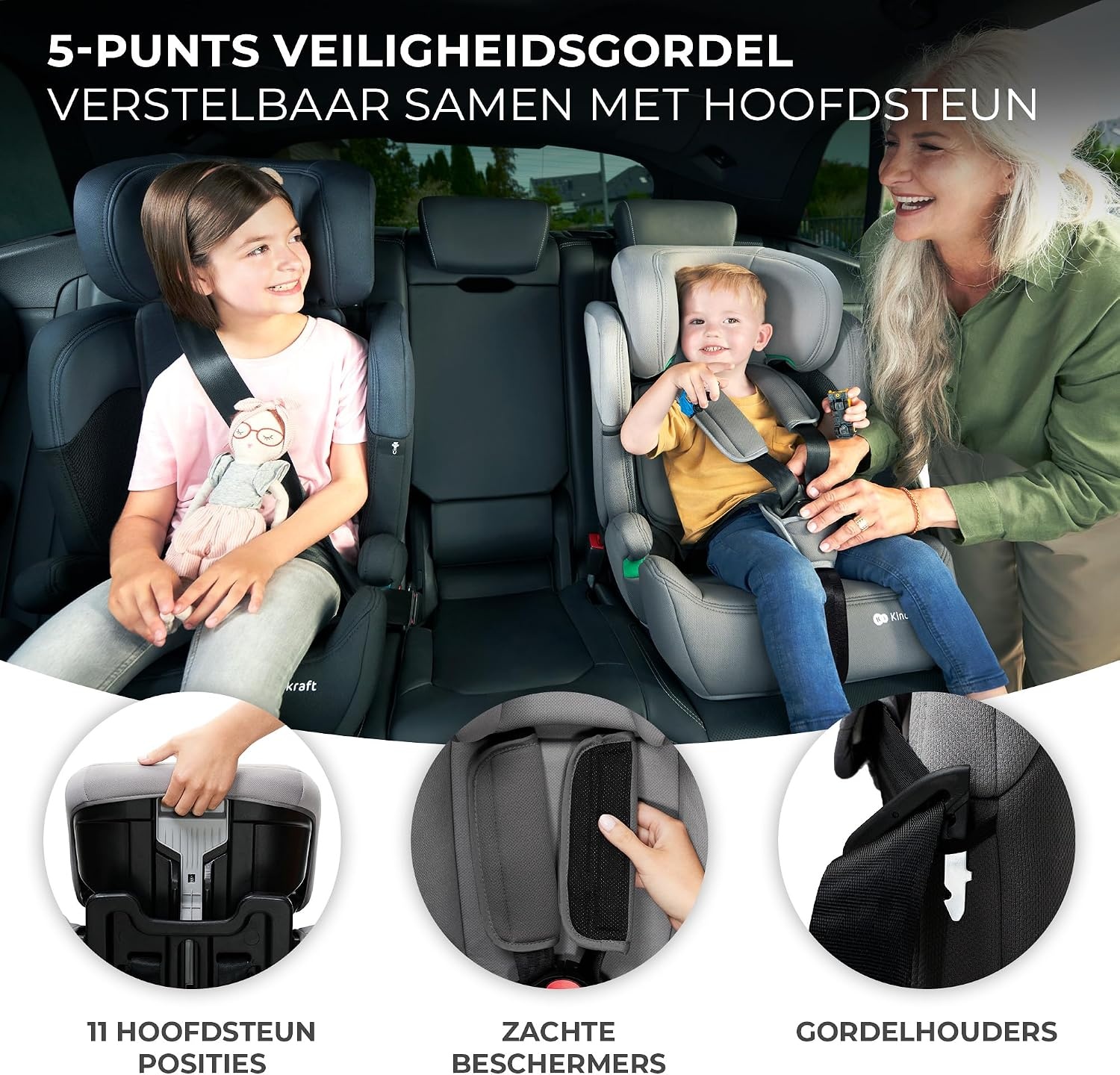 Kinderkraft COMFORT UP I-SIZE 76-150 cm Autostoeltje 9-36 kg, afstelbare hoofdsteun, veiligheidssystemen, Diepe zitting, Eenvoudig te reinigen, Groep 1/2/3, tot 12 jaar, zwart