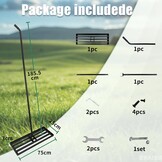 Grasrakel 75 x 25 cm, zware nivelleringshark met ergonomische gebogen handgreep, gazonhark voor aarde, grind, meststof, ideaal voor tuin, erf en golfbaan (185 cm)