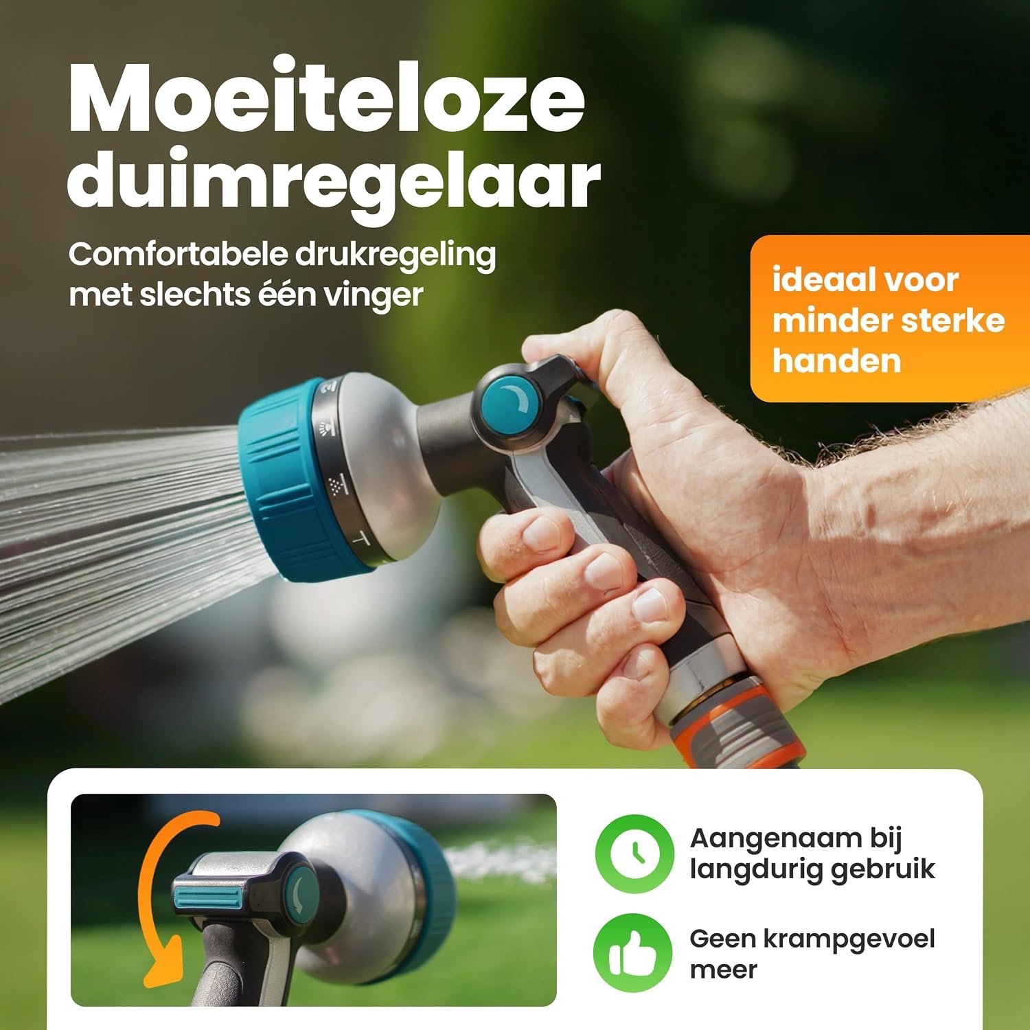 rainfactory plantenspuit - metalen sproeikop met 10 sproeipatronen - tuinsproeier met hoge druk & duimregeling - tuinslang sproeier met messing adapter, multifunctionele bloemen sproeier+
