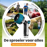 rainfactory plantenspuit - metalen sproeikop met 10 sproeipatronen - tuinsproeier met hoge druk & duimregeling - tuinslang sproeier met messing adapter, multifunctionele bloemen sproeier+