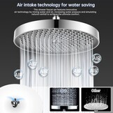 Ronvie Regendoucheset - 28 cm grote watervaldouchekop met zelfreinigend, 3 sproeimodi met waterbesparend ontwerp, verchroomde afwerking, vloeibare siliconen sproeiers met doucheklep inbegrepen (rond)