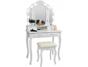 Kaptafel met spiegel en kruk - houten dressoir 3