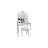 Kaptafel met spiegel en kruk - houten dressoir 3